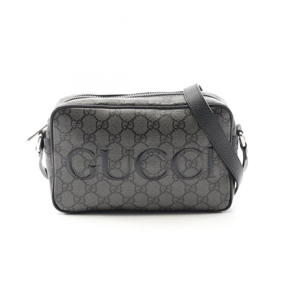 Gucci GG Supreme shoulder bag in coated canvas and leather, gray black, 768391 - Picture 1 of 9